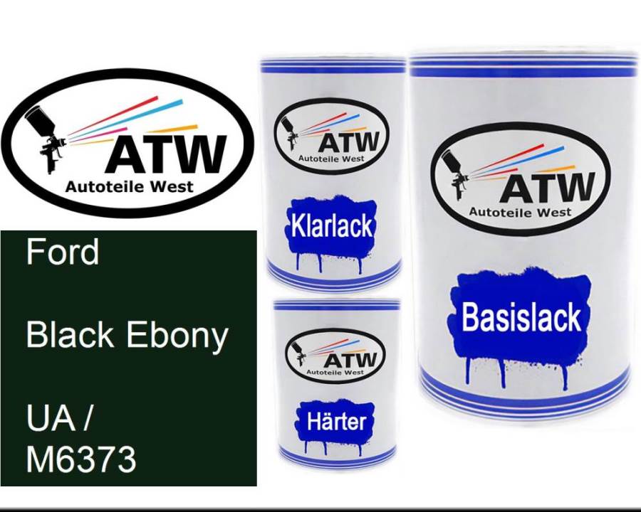 Ford, Black Ebony, UA / M6373: 500ml Lackdose + 500ml Klarlack + 250ml Härter - Set, von ATW Autoteile West.